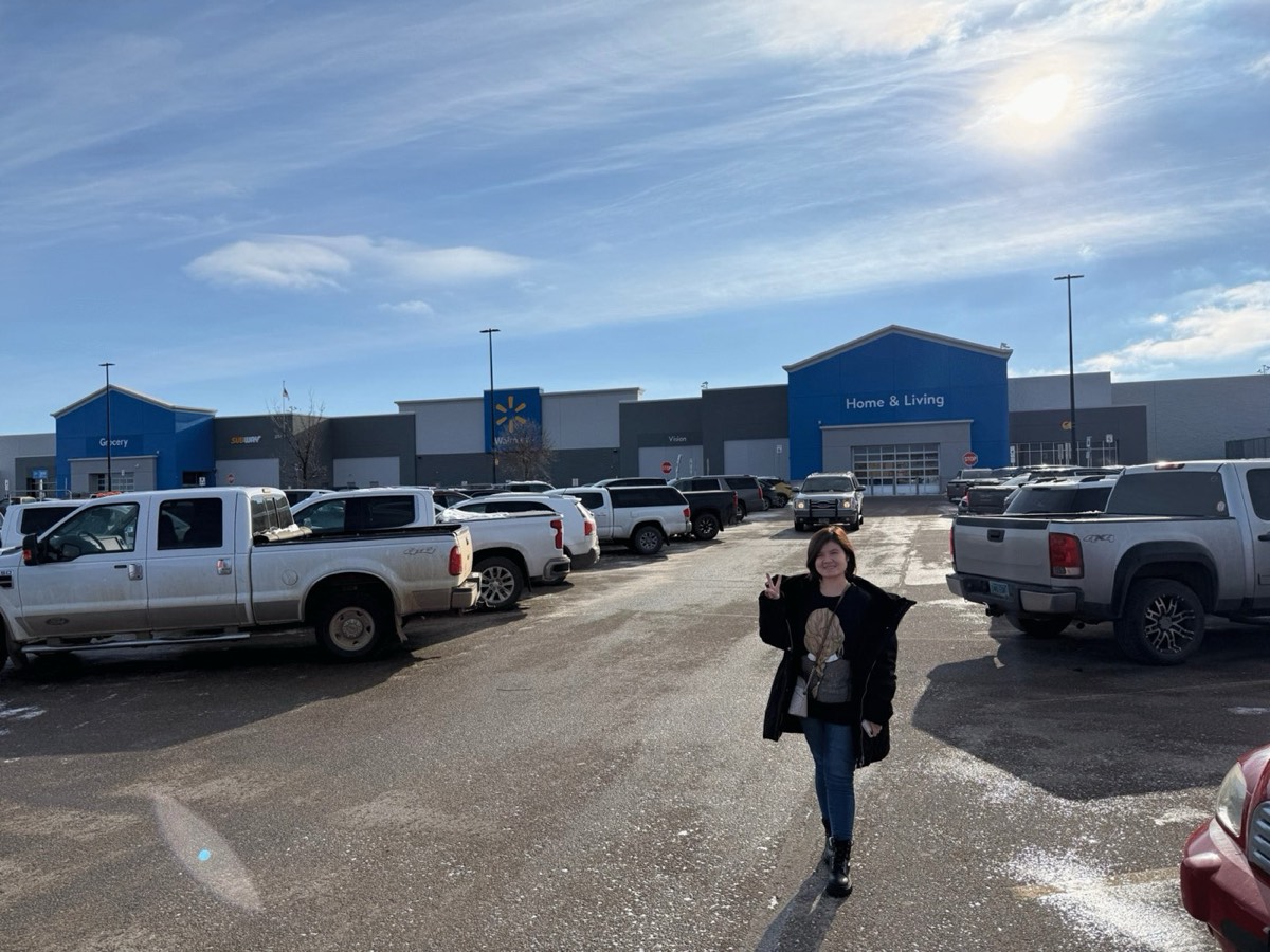 Alyssa in a North Dakota parking lot shortly after arriving